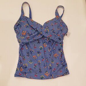 Land's End Women's DD-Cup Chlorine Resistant Wrap Underwire Tankini Swimsuit Top